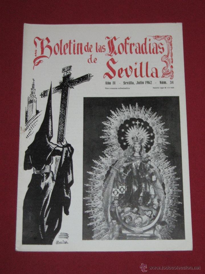 Coleccionismo de Revistas y Peri&oacute;dicos: BOLETIN COFRADIAS SEVILLA - SEMANA SANTA - N&ordm; 34 - JULIO 1962 - NTRA SRA DEL CARMEN