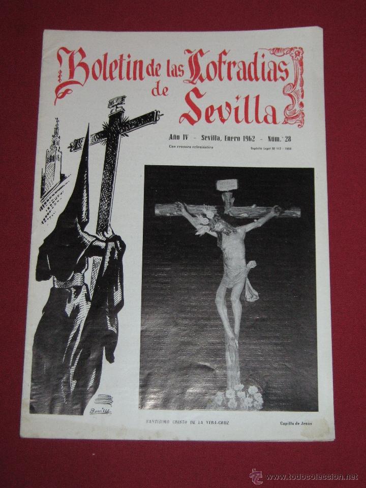 Coleccionismo de Revistas y Peri&oacute;dicos: BOLETIN COFRADIAS SEVILLA - SEMANA SANTA - N&ordm; 28 - ENERO 1962 - CRISTO DE LA VERA CRUZ