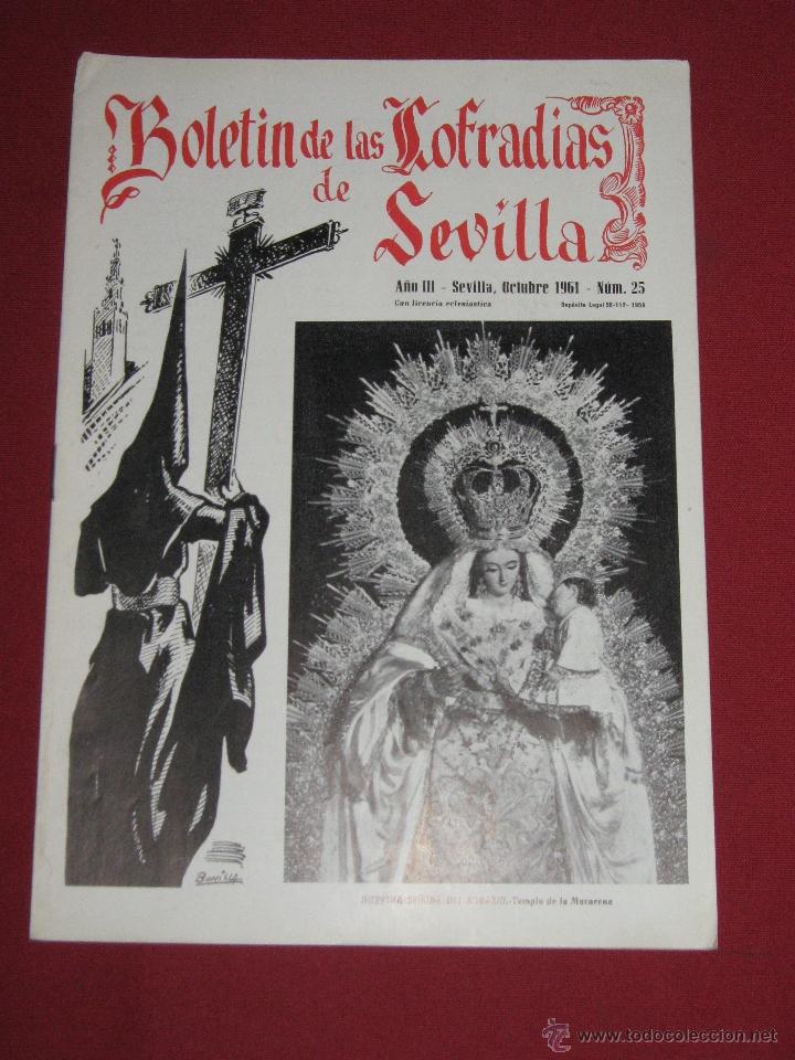 Coleccionismo de Revistas y Peri&oacute;dicos: BOLETIN COFRADIAS SEVILLA - SEMANA SANTA - N&ordm; 25 - OCTUBRE 1961 - NTRA SRA DEL ROSARIO - MACARENA
