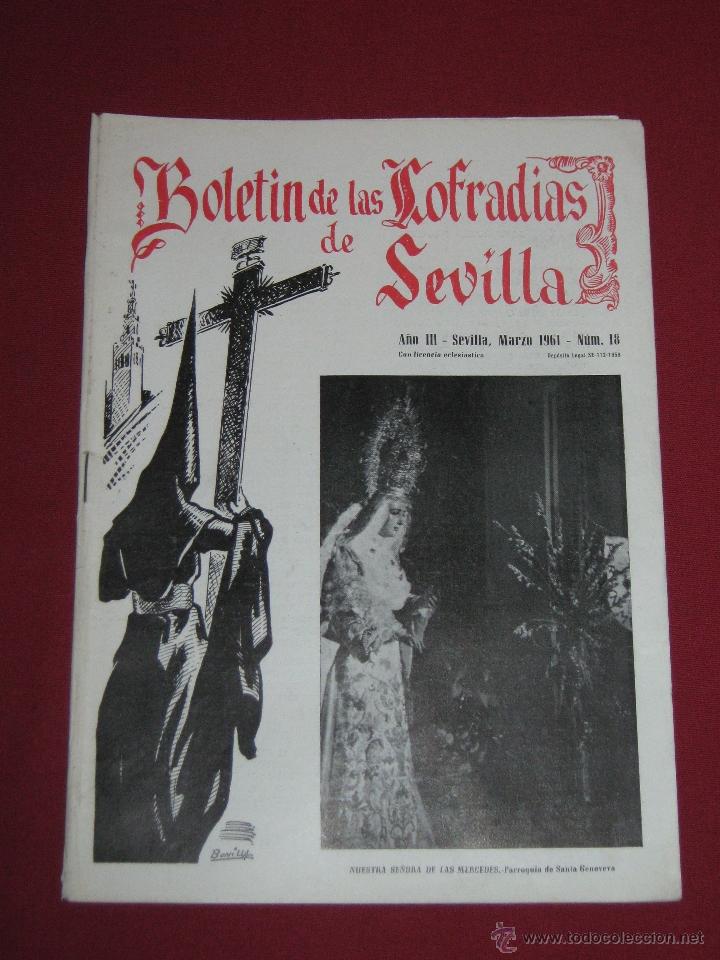Coleccionismo de Revistas y Peri&oacute;dicos: BOLETIN COFRADIAS SEVILLA - SEMANA SANTA - N&ordm; 18 - MARZO 1961 - N. SRA DE LAS MERCEDES - STA GENOVEV