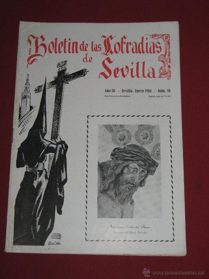 Coleccionismo de Revistas y Peri&oacute;dicos: BOLETIN COFRADIAS SEVILLA - SEMANA SANTA - N&ordm; 16 - ENERO 1961 - SANTISIMO CRISTO DEL AMOR