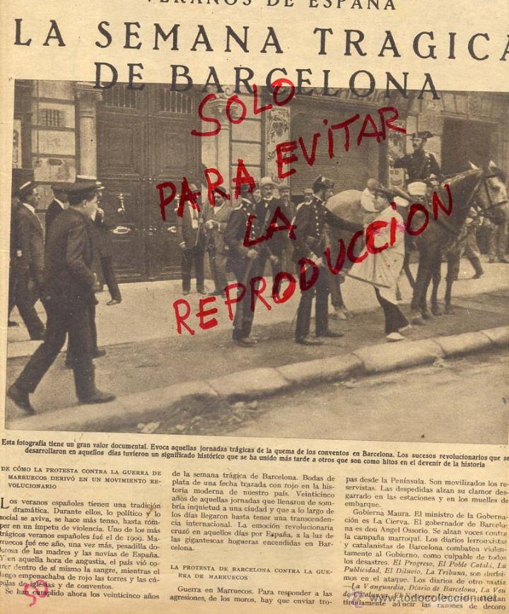 Coleccionismo de Revistas y Peri&oacute;dicos: BARCELONA 1934 VISTAS SEMANA TRAGICA 2 HOJAS REVISTA
