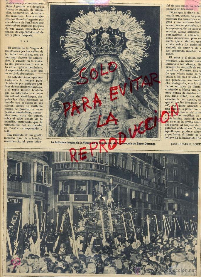Coleccionismo de Revistas y Peri&oacute;dicos: MALAGA 1932 SEMANA SANTA VIRGEN Y CRISTO 2 HOJAS REVISTA