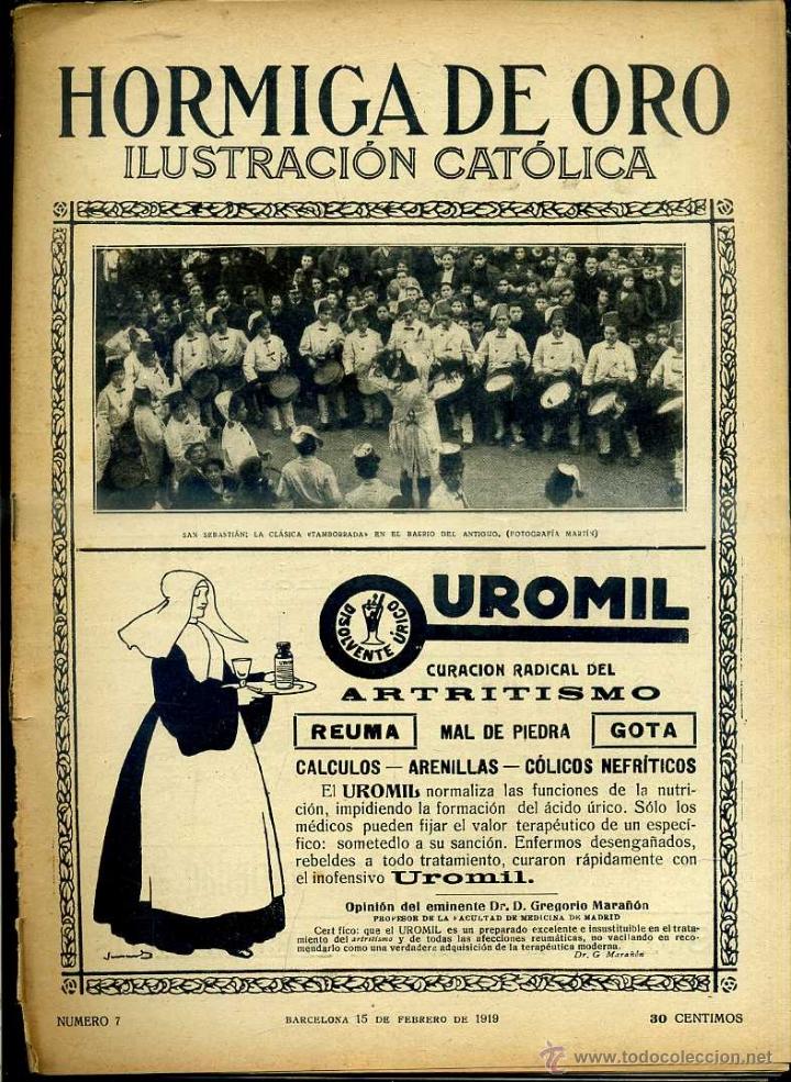Coleccionismo de revistas y peri&oacute;dicos: LA HORMIGA DE ORO 15 FEB. 1919 - SAN SEBASTIAN - TAMBORRADA