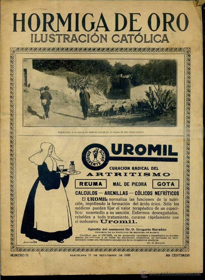 Coleccionismo de revistas y peri&oacute;dicos: LA HORMIGA DE ORO 11 SET. 1920 - BARCELONA - ST. PERE M&Agrave;RTIR