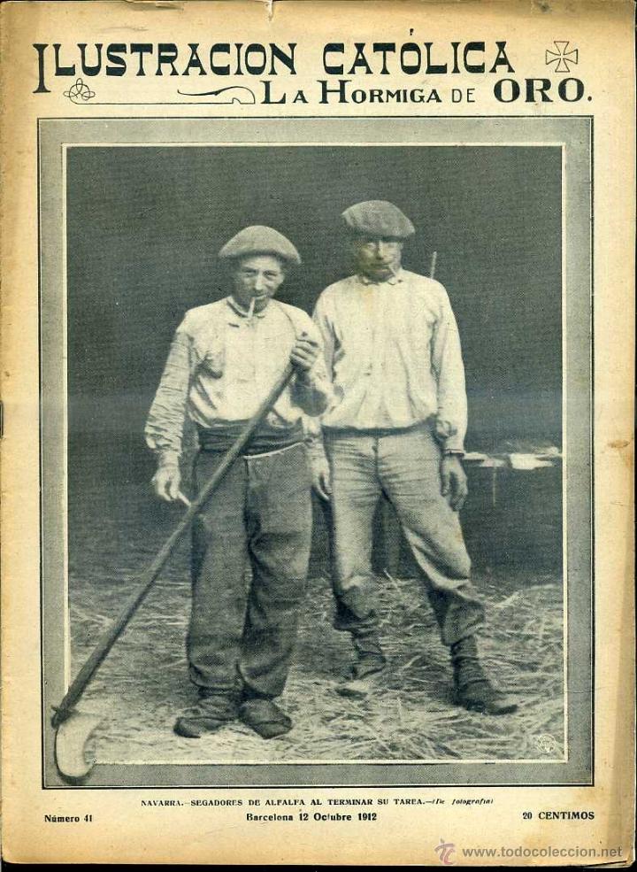 Coleccionismo de revistas y peri&oacute;dicos: LA HORMIGA DE ORO 12 OCT. 1912 - NAVARRA - SEGADORES DE ALFALFA