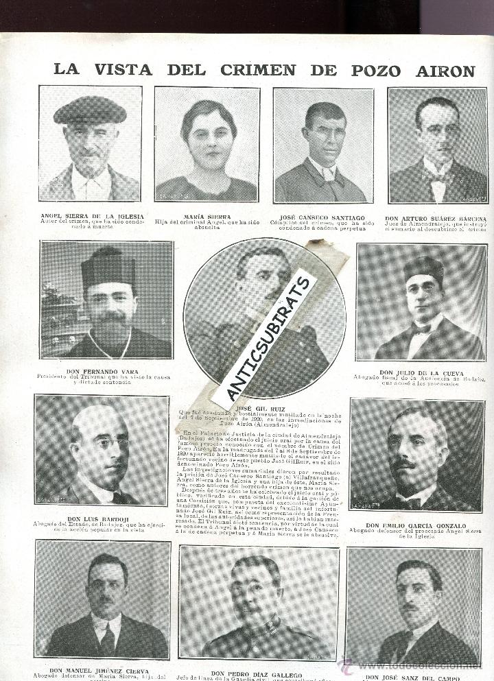 Collezionismo di Riviste e Giornali: REVISTA A&Ntilde;O 1923 FOTOS SOBRE EL CRIMEN EN POZO AIRON ALMENDRALEJO