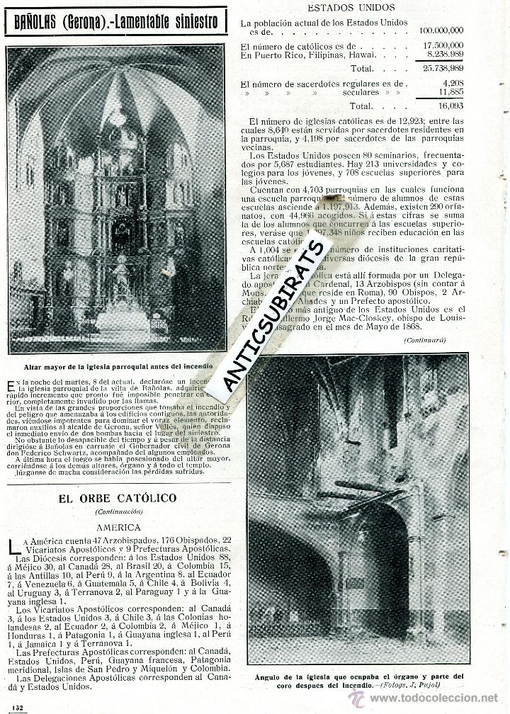 Coleccionismo de revistas y peri&oacute;dicos: REVISTA  1910 INCENDIO EN BA&Ntilde;OLAS BANYOLES GUARDIA URBANA DE TARRAGONA PUERTO DE CIUTADELLA MOLINO