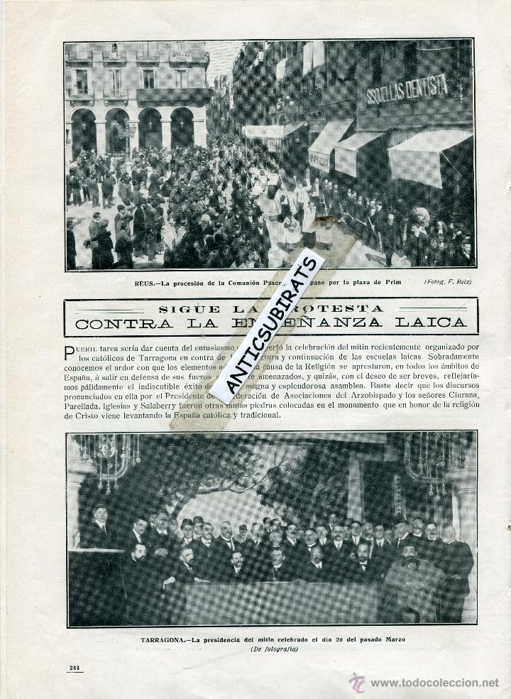 Coleccionismo de revistas y peri&oacute;dicos: REVISTA A&Ntilde;O 1910 PROCESION EN REUS PINTOR JULIO BORRELL PLA CATEDRATICO DON RAFAEL ALTAMIRA ALICANTE