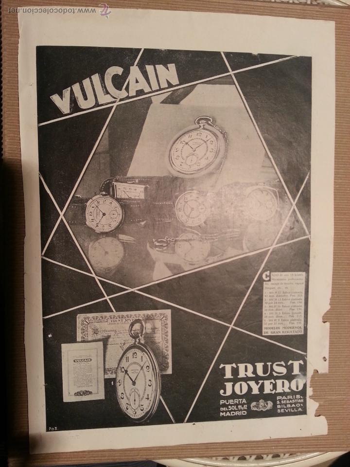 Coleccionismo de Revistas y Peri&oacute;dicos: hoja publicidad relojes trust joyero, vulcain