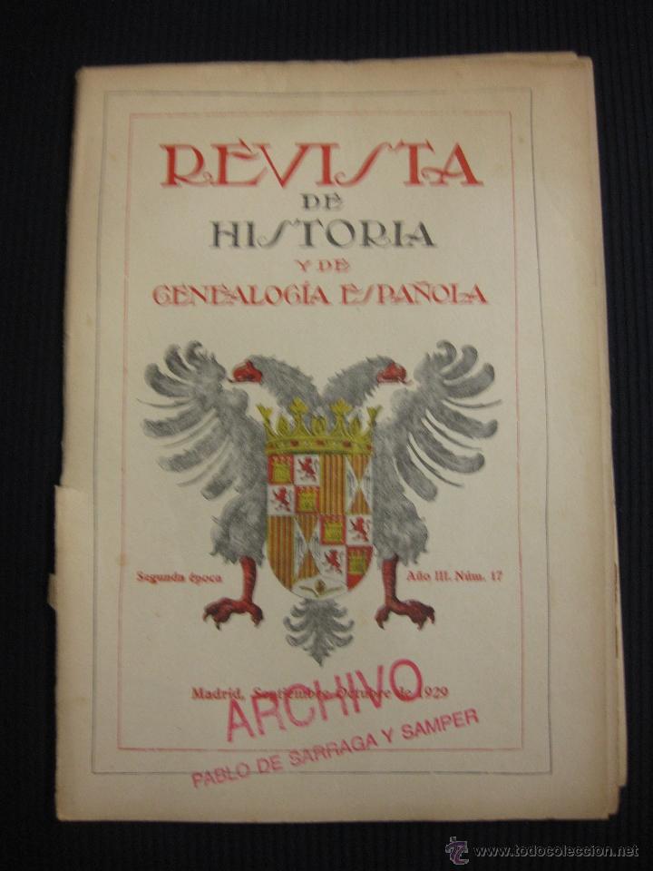 Coleccionismo de revistas y peri&oacute;dicos: REVISTA DE HISTORIA Y DE GENEALOGIA ESPA&Ntilde;OLA.SEGUNDA EPOCA. A&Ntilde;O III.N&ordm; 17. MADRID SEPT.-OCT. 1929.
