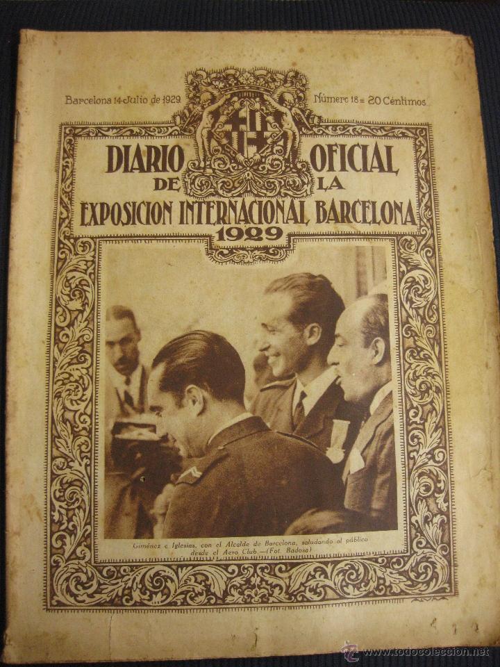 Collezionismo di Riviste e Giornali: DIARIO OFICIAL DE LA EXPOSICION INTERNACIONAL BARCELONA 1929.N&ordm;18. 14 JUL. 1929.