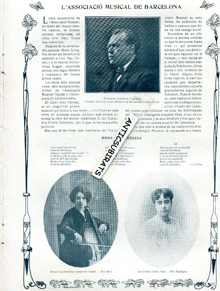 Collectionnisme de Revues et Journaux: REVISTA ANY 1909 COMPOSITORES CATALANES GUILLERMINA SUGGIA DE CASALS JOANA ALEU ARTISTES CATALANAES.