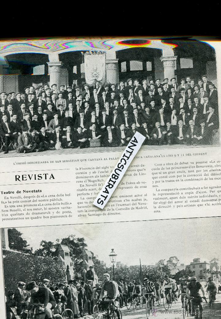 Coleccionismo de Revistas y Peri&oacute;dicos: REVISTA A&Ntilde;O 1910 ORFEON DONOSTIARRA EN BARCELONA LA VUELTA CICLISTA A ESPA&Ntilde;A BICICLETA EN SARRIA