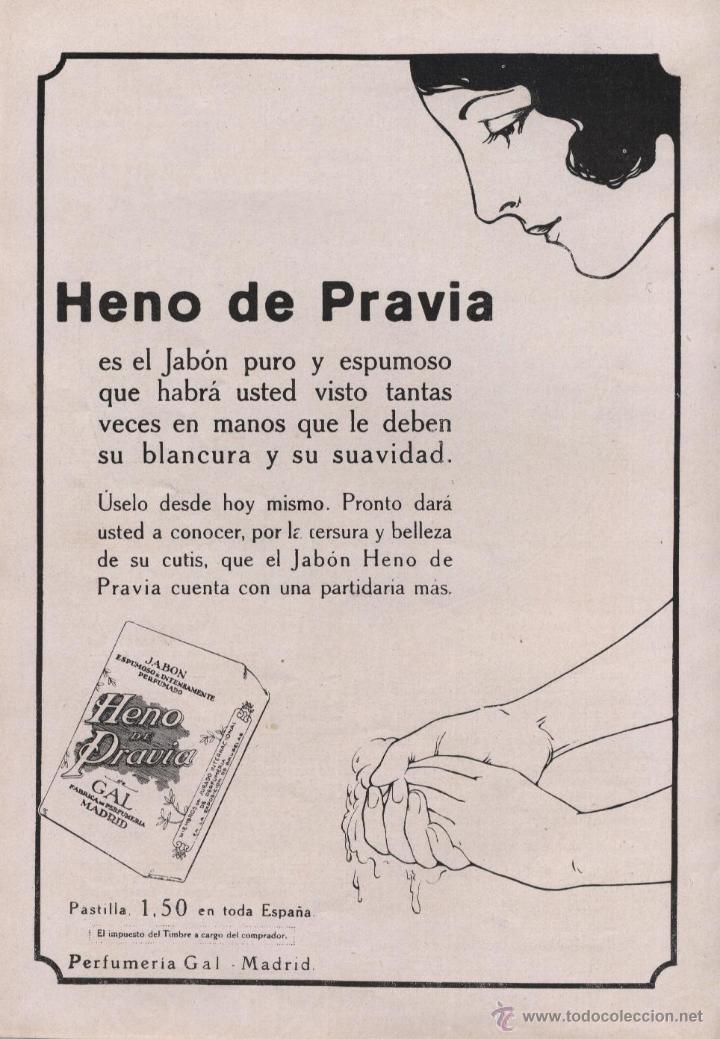 Coleccionismo de revistas y peri&oacute;dicos: Publicidad jab&oacute;n Heno de Pravia de perfumer&iacute;a Gal - 1926