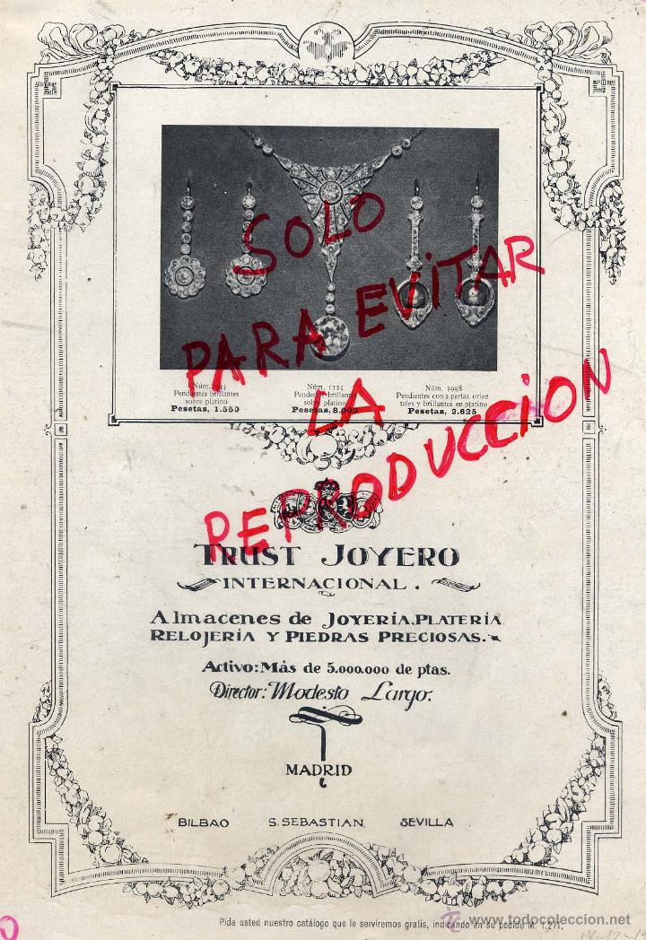 Coleccionismo de Revistas y Peri&oacute;dicos: TRUST JOYERO 1922 MADRID BRILLANTES  HOJA REVISTA