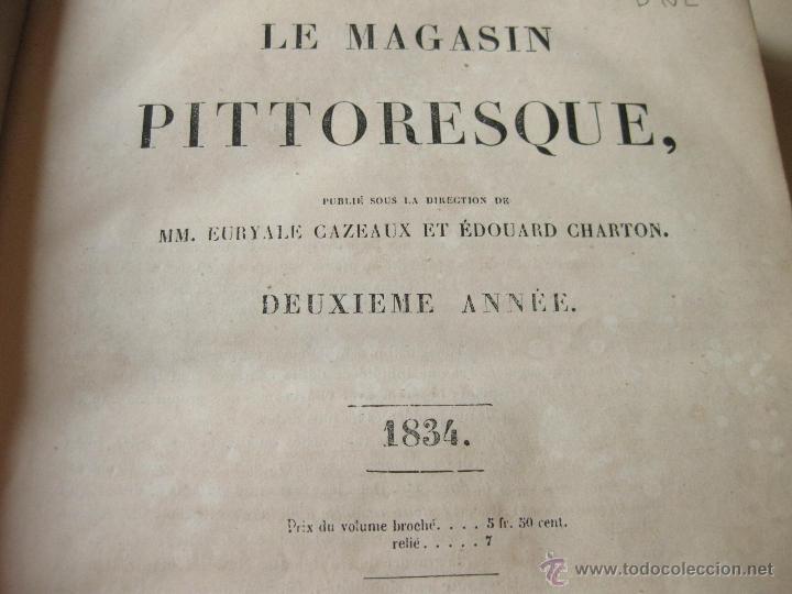 Colecionismo de Revistas e Jornais: LE MAGASIN PINTORESQUE 1834. MAGAZIN PINTORESCO. BUENA ENCUADERNACION