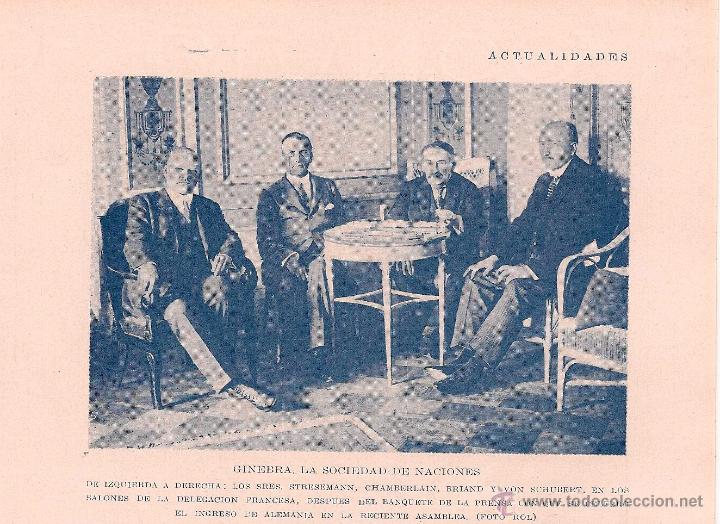 Coleccionismo de revistas y peri&oacute;dicos: * GINEBRA * Stresemann, Chamberlain, Briand y Von Schubert  - 1926