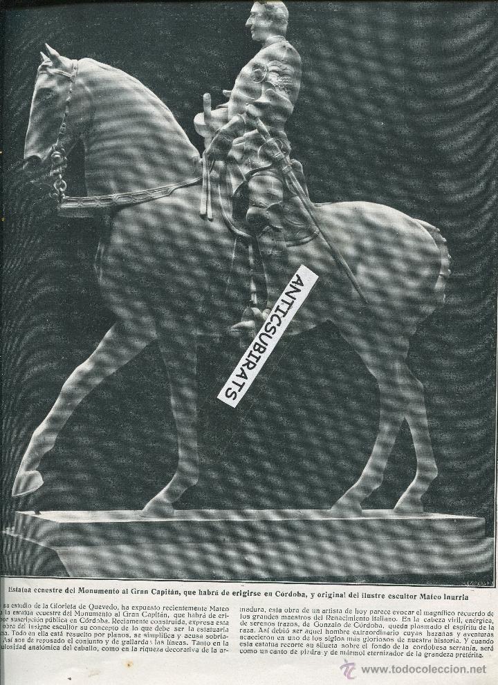 Coleccionismo de Revistas y Peri&oacute;dicos: REVISTA A&Ntilde;O 1916 VICENTE BLASCO IBA&Ntilde;EZ ESCULTOR MATEO INURRIA CORDOBA MERCEDES PEREZ DE VARGAS