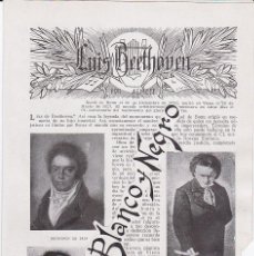 Coleccionismo de Revistas y Periódicos: RECORTE BLANCO Y NEGRO 1920 BEETHOVEN