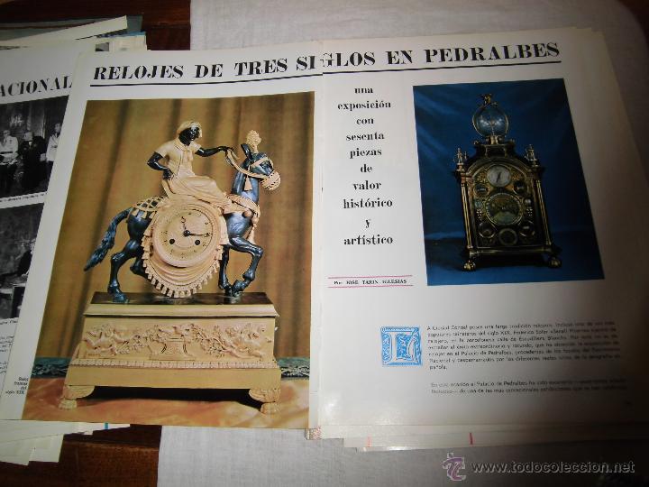 Coleccionismo de Revistas y Peri&oacute;dicos: RELOJES DE TRES SIGLOS EN PEDRALBES 8 HOJAS DE REVISTA REALES SITIOS 1965