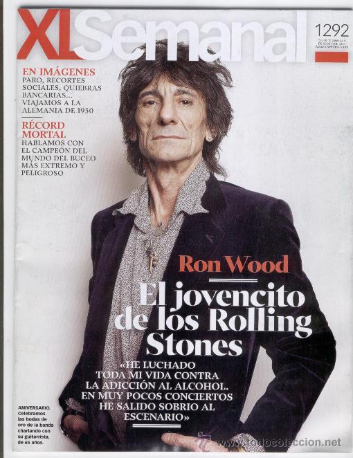 Coleccionismo de Revistas y Peri&oacute;dicos: XL SEMANAL N&ordm; 1292 &middot; AGOSTO 2012 -PORTADA: RON WOOD, EL JOVENCITO DE LOS ROLLING STONES. ANIVERSARIO