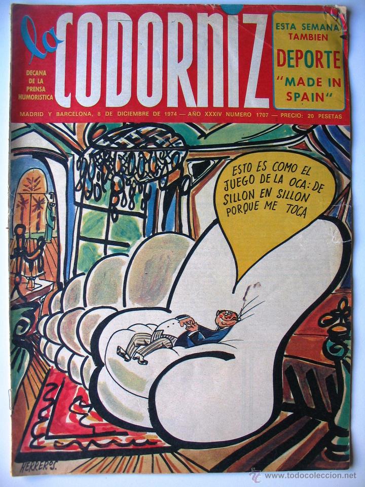 Coleccionismo de Revistas y Peri&oacute;dicos: La codorniz - N&uacute;mero 1707 - A&ntilde;o XXXIV - 8 de diciembre de 1974
