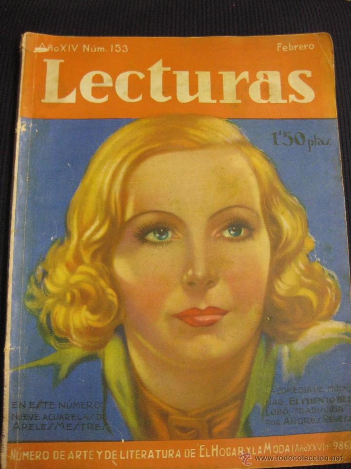 Collectionnisme de Revues et Journaux: REVISTA LECTURAS.- FEBRERO 1934. INCLUYE NUEVE ACUARELAS DE APELES MESTRE.