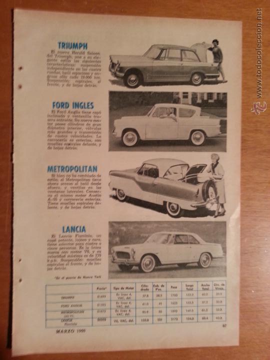 Coleccionismo de revistas y peri&oacute;dicos: hoja revista publicidad - COCHES COCHE DE EPCOA 1960 - TRIUMPH - FORD INGLES - METROPOLITAN - LANCIA