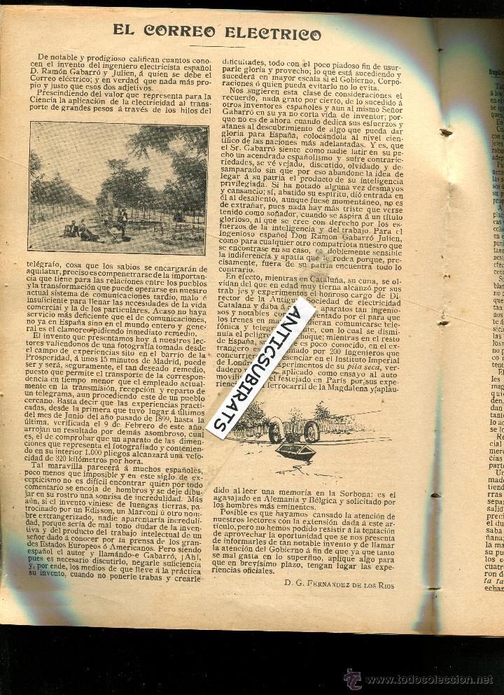 Collection Magazines and Newspapers: REVISTA A&Ntilde;O 1900 TELEFERICO CORREO ELECTRICO RAMON GABARRO JULIEN INVENTOR