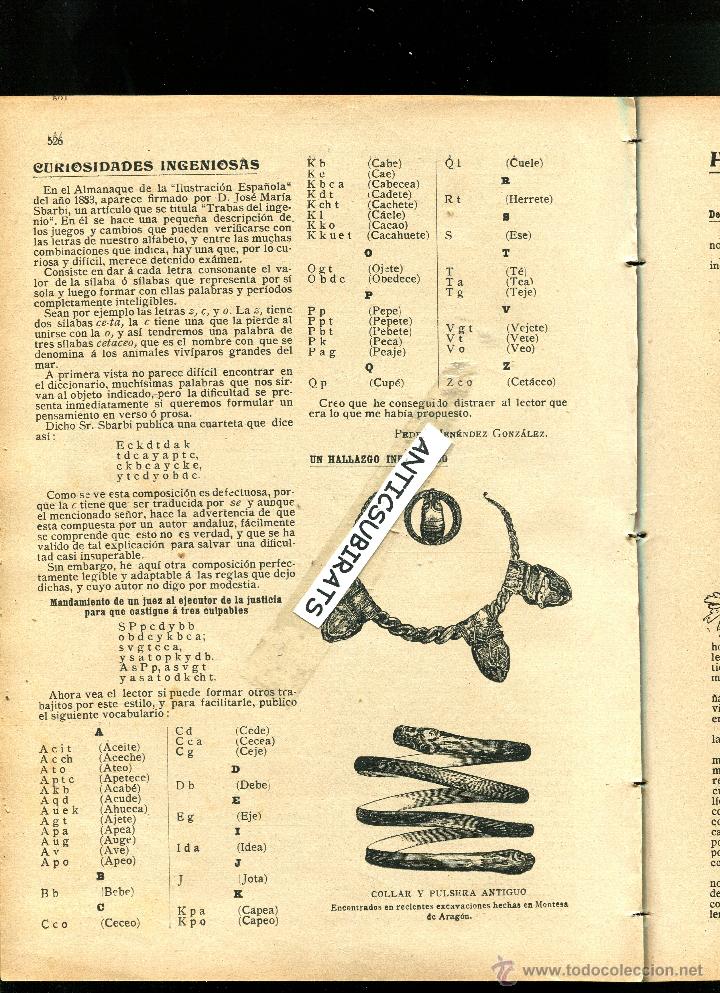 Coleccionismo de Revistas y Peri&oacute;dicos: REVISTA A&Ntilde;O 1900 MONTESA DE ARAGON HOZ COSTEAN HALLAZGO ARQUEOLOGICO EN ESTA POBLACION ARAGONESA