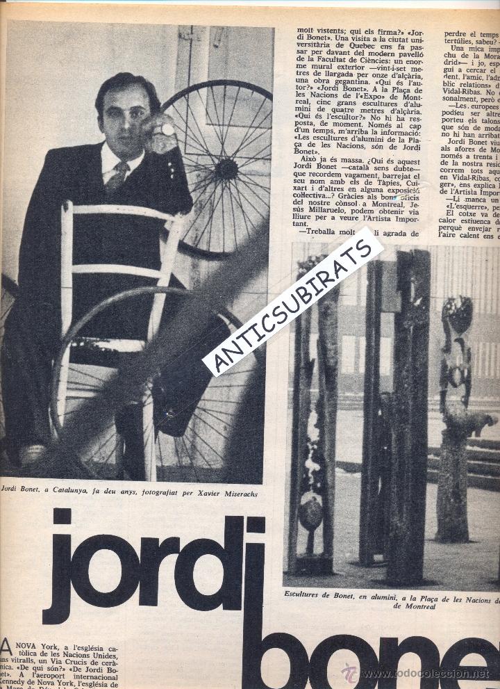 Coleccionismo de revistas y peri&oacute;dicos: REVISTA ANY 1967 JORDI BONET ESCULTOR XAVIER MISERACHS FOTOGRAF FOTOGRAFIES SOBRE TREMP