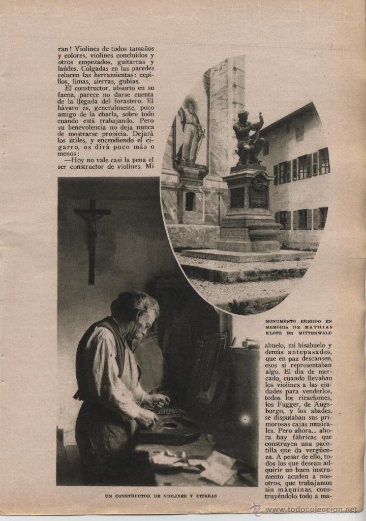 Coleccionismo de Revistas y Peri&oacute;dicos: * LUTHIERS * Mittenwald, la ciudad constructora de violines  - 1926