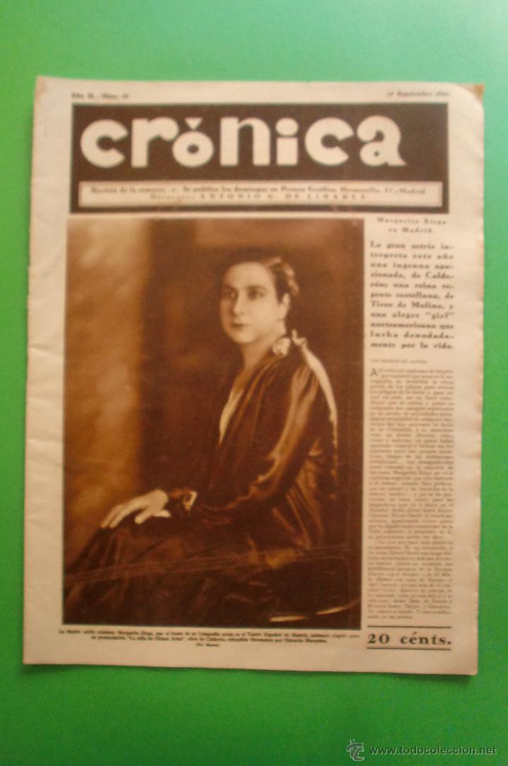 Sammeln von Zeitschriften und Zeitungen: CR&Oacute;NICA N&ordm; 44 14/10/1930 MARGARITA XIRGU - TEATRO LARA - SANCHO ALEGRE - DIRT TRACK - SKF