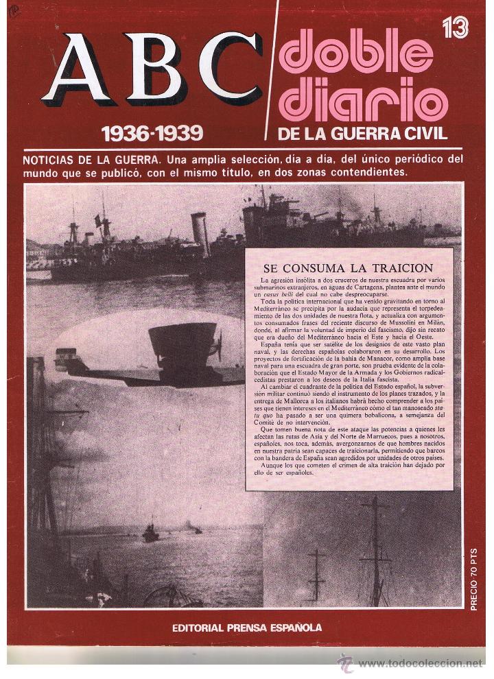 Coleccionismo de Revistas y Peri&oacute;dicos: ABC DOBLE DIARIO DE LA GUERRA CIVIL. NUMERO 13. EDITORIAL PRENSA ESPA&Ntilde;OLA.(ST/B7)
