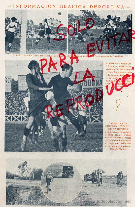 Coleccionismo de revistas y peri&oacute;dicos: FUTBOL 1928ESPA&Ntilde;OL -SANS -EUROPA-BARCELONA - CICLISMO TELMO GARCIA HOJA REVISTA