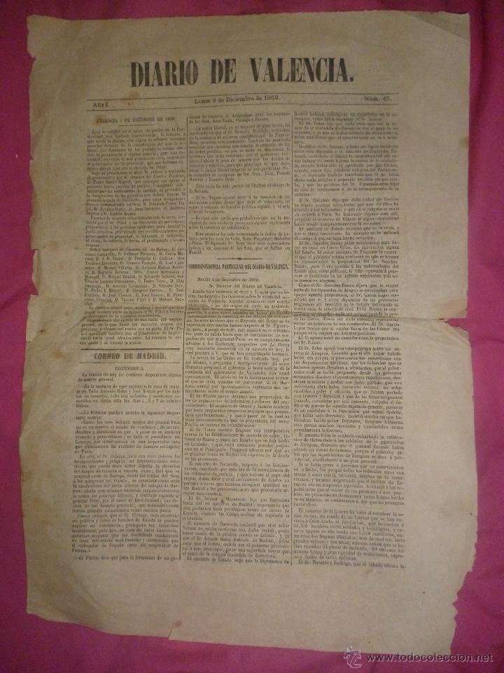 Coleccionismo de Revistas y Peri&oacute;dicos: Diario de Valencia 45 de 1869