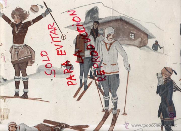 Coleccionismo de revistas y peri&oacute;dicos: MADRID 1923 ESQUI EN LA SIERRA 2 HOJAS REVISTA