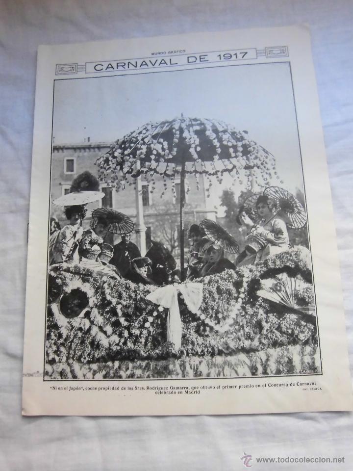 Coleccionismo de revistas y peri&oacute;dicos: MADRID CARNAVAL 1917 COCHE SRES RODRIGUEZ GAMARRA.NI EN EL JAPON HOJA DE REVISTA MUNDO GRAFIC0 1917
