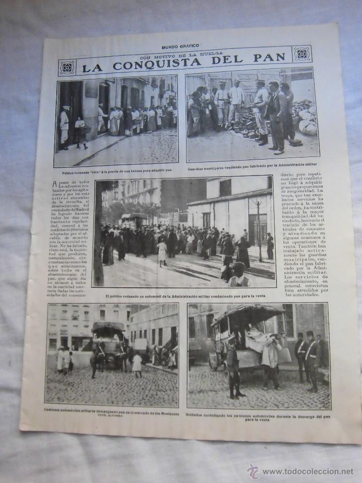 Coleccionismo de revistas y peri&oacute;dicos: MADRID CON MOTIVO DE LA HUELGA A LA CONQUISTA DEL PAN HOJA DE REVISTA MUNDO GRAFIC0 1917