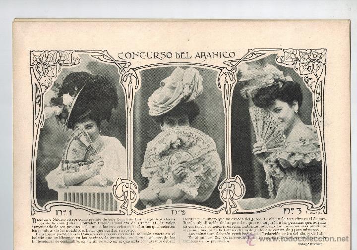 Collectionnisme de Revues et Journaux: A&Ntilde;O 1907 CONCURSO DEL ABANICO CASA JULIAN GONZALEZ FRAYLE MADRID BECERRADA DE LOS CAMAREROS EL ALBA