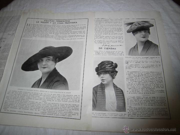 Collection Magazines and Newspapers: MODA FEMENINA SOMBREROS,ABRIGO 2 HOJAS DE REVISTA BLANCO Y NEGRO 1918
