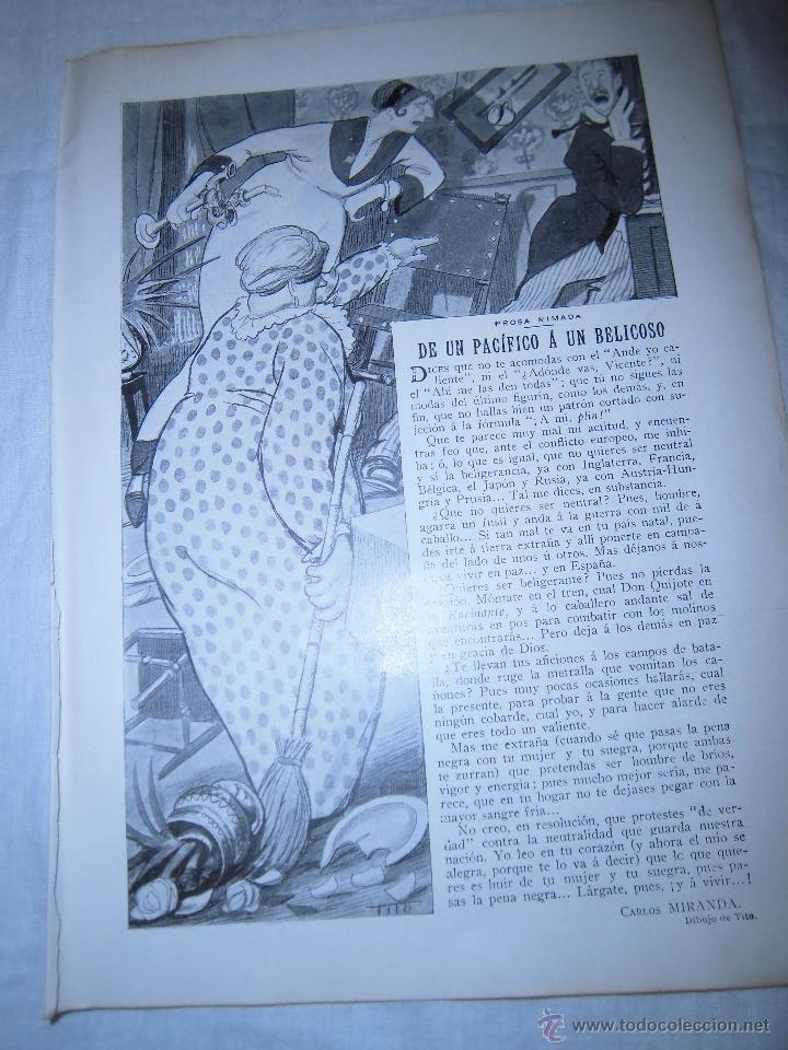 Collection Magazines and Newspapers: PROSA RIMADA DE UN PACIFICO A UN BELICOSO POR CARLOS MIRANDA HOJA DE REVISTA BLANCO Y NEGRO 1914