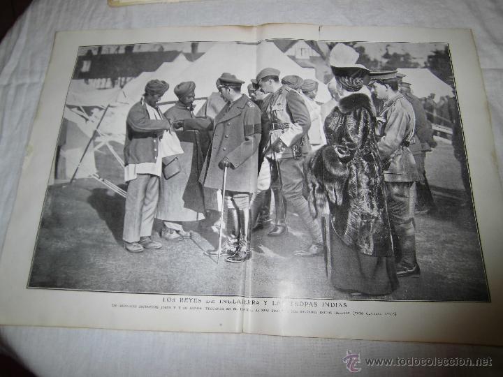 Collection Magazines and Newspapers: LOS REYES DE INGLATERRA Y LAS TROPAS INDIAS 2 HOJAS DE REVISTA BLANCO Y NEGRO 1914