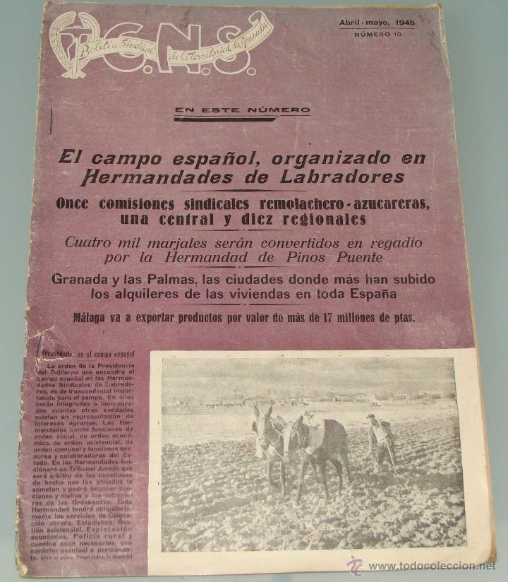 Collezionismo di Riviste e Giornali: REVISTA BOLET&Iacute;N PERI&Oacute;DICO POL&Iacute;TICO. 1944. CNS BOLET&Iacute;N SINDICAL TERRITORIAL DE GRANADA
