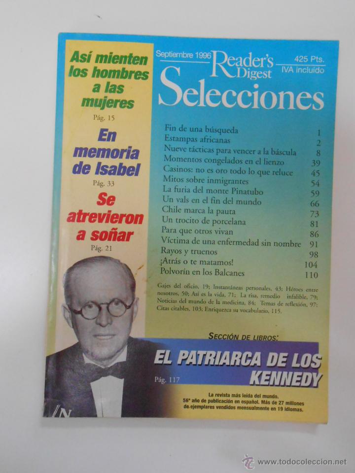 Collezionismo di Riviste e Giornali: REVISTA SELECCIONES DEL READER'S DIGEST. SEPTIEMBRE DE 1996. TDK192