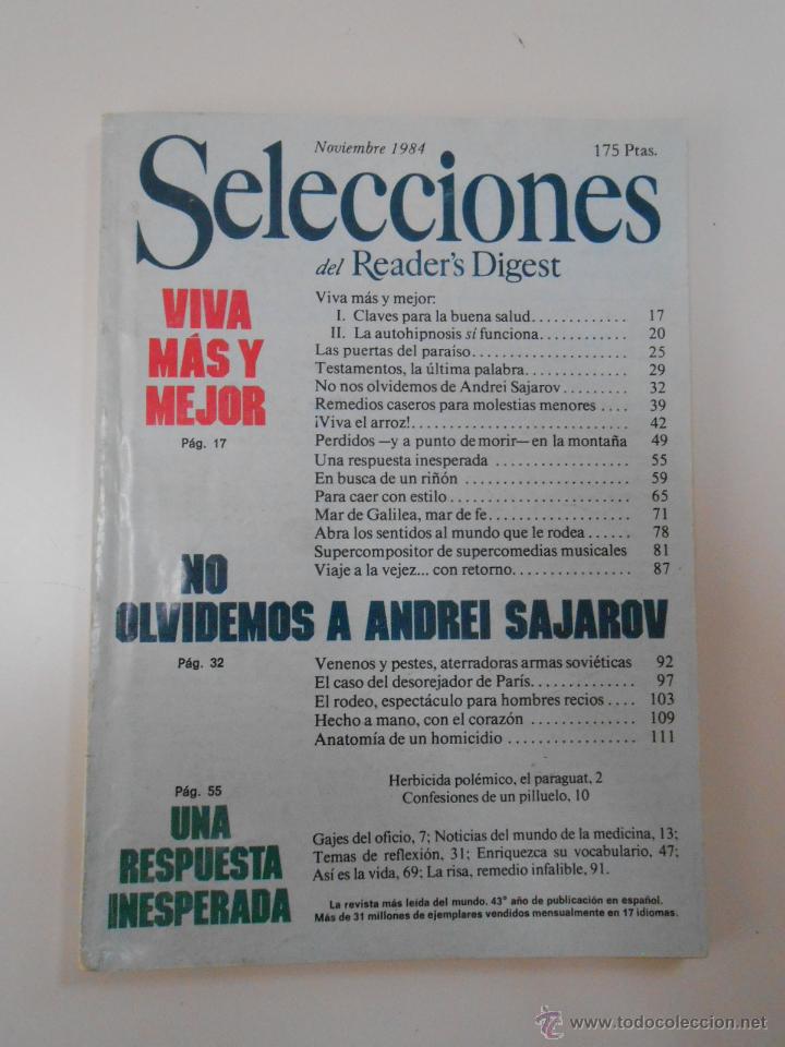 Coleccionismo de Revistas y Peri&oacute;dicos: REVISTA SELECCIONES DEL READER'S DIGEST. NOVIEMBRE DE 1984. TDK192