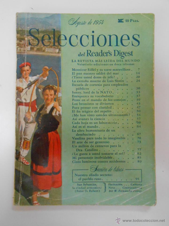 Collection Magazines and Newspapers: REVISTA SELECCIONES DEL READER'S DIGEST. AGOSTO DE 1954. TDK192
