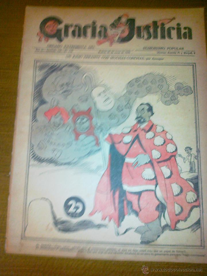 Coleccionismo de Revistas y Peri&oacute;dicos: GRACIA Y JUSTICIA. N&ordm; 179. A&Ntilde;O 1935. ORGANO EXTREMISTA DEL HUMORISMO POPULAR, COMPLETA,
