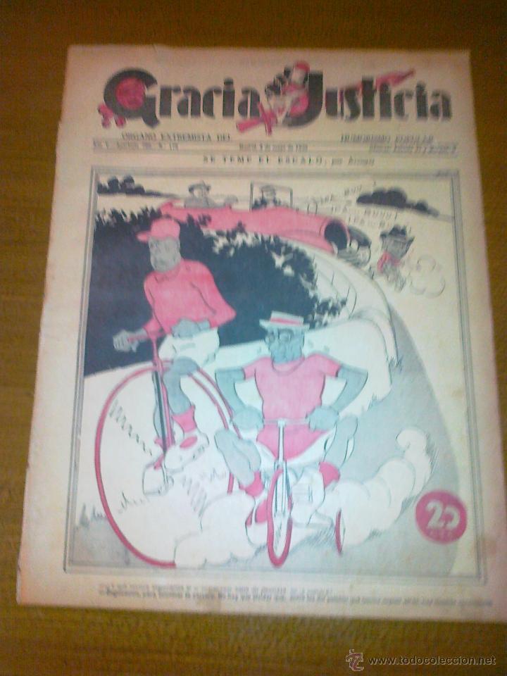 Coleccionismo de Revistas y Peri&oacute;dicos: GRACIA Y JUSTICIA. N&ordm; 176. A&Ntilde;O 1935. ORGANO EXTREMISTA DEL HUMORISMO POPULAR, COMPLETA,